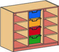Materialcontainer-Aufsatz dreireihig, 4 tiefe Schubladen
