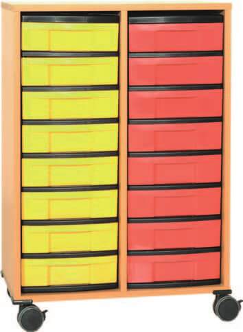 Materialcontainer fahrbar 2 Modulboxen mit je 8 flachen Schubladen