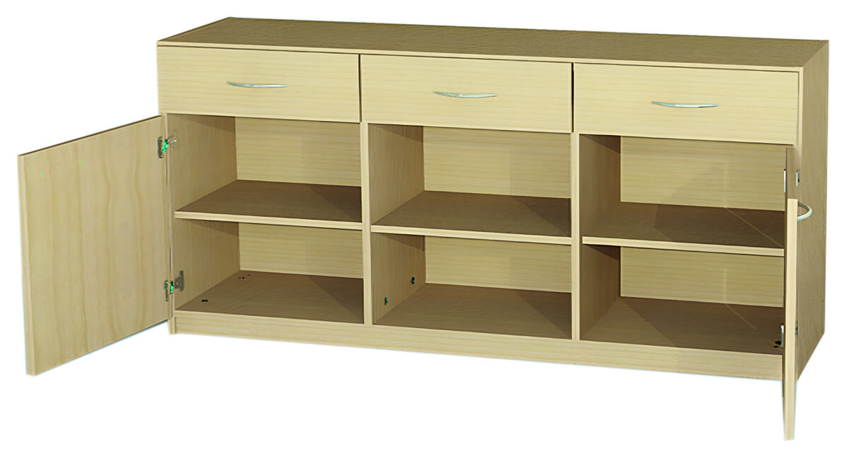 Unterschrank mit 3 Schubkästen und 2 Flügeltüren 01